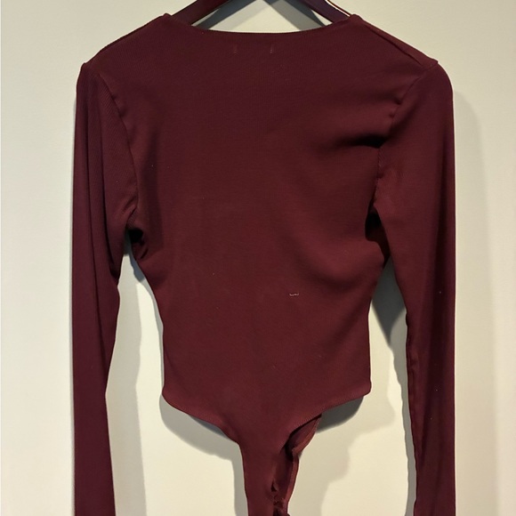 Naked Wardrobe Burgundy Bodysuit - Picture 2 of 3